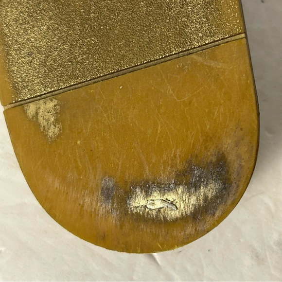 VERSACE x FENDI FENDACE Size EU 35 Slip On Pool Slide Vitello Calf Leather Gold - Picture 10 of 15